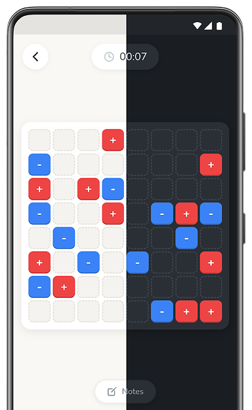 Binary Flow app screenshot showing colorful puzzle grid